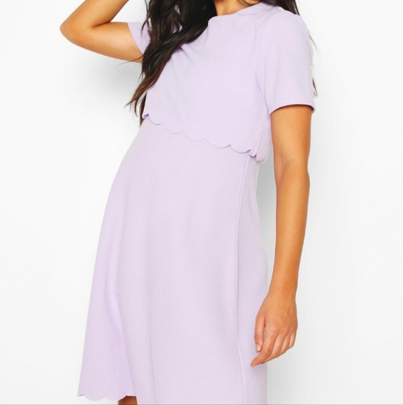 Boohoo Maternity Double Layer Scallop Dress - Picture 2 of 9